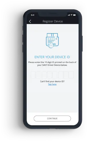 Savy Driver device registration page